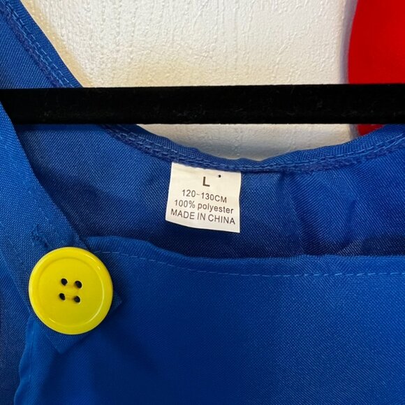 Super Mario Halloween Costume Blue Overalls and Red Hat youth Sz 6-8, 120-130cm - Picture 3 of 5